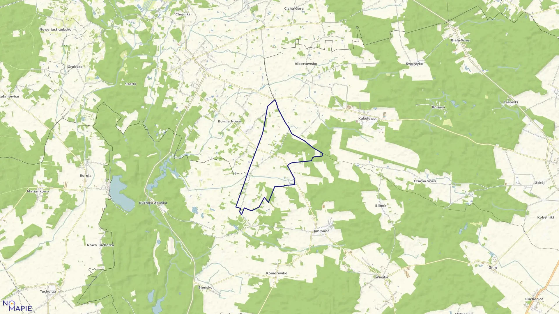 Mapa obrębu WOLA JABŁOŃSKA w gminie Rakoniewice